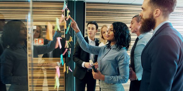 People collaborating in a meeting